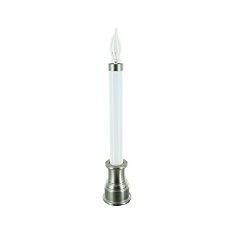 Sillites - Candle w/ White PVC Sleeve and Candle Cap - 75 Watt Clear Lamp SL7 - Includes Base Ring for use w/ RR9 Receptacle (7.5", Brushed Nickel) Cover
