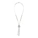 RIAH FASHION Bohemian Pendant Beaded Long Statement Necklace - Sparkly Crystal Bead Boho Teardrop, Natural Stone, Tassel Charm Wrap Lariat (Teardrop Stone & Tassel - White)