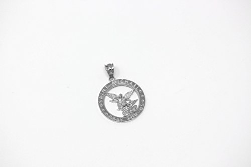 Sterling Silver Saint Michael Pray for Us Round Charm Pendant4