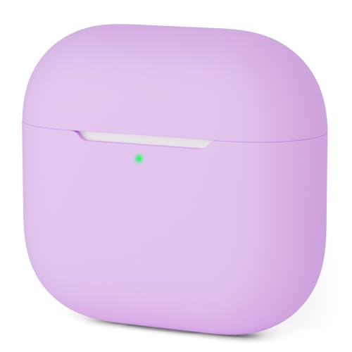 Mocarheri Siliconen hoes Compatibel met AirPods 4th Generation hoes 2024, Ultra-Thin, Beschermend Siliconen hoesj voor AirPods 4, LED vooraan zichtbaar (paars)