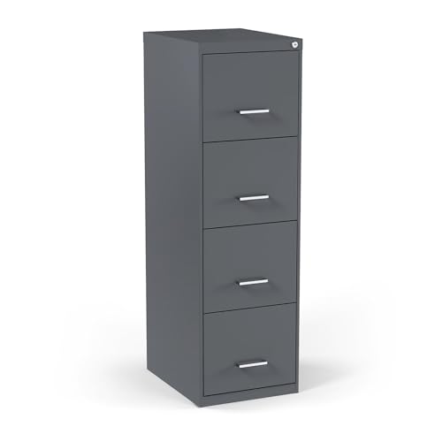 STAPLES 4-Drawer Vertical File Cabinet, Letter Size Documents, Lockable, 18.9" D x 14.3" W x 45.8" H, Charcoal