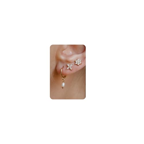 3 Pairs 16K Gold Plated Cute Earring Stacks Earrings Set Jewelry for Women