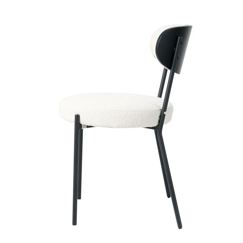 FEMICON Modern Boucle Dining Chair Set for Enhanced Comfort and Style, Ergonomic Design with Ash Veneer Back, Kitchen, Dining, and Living Spaces