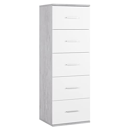 Cajonera con 5 Cajones, Sinfonier, Cómoda Dormitorio, Mueble Almacenaje, Estilo Moderno, de Madera, para Salón, Entrada,...