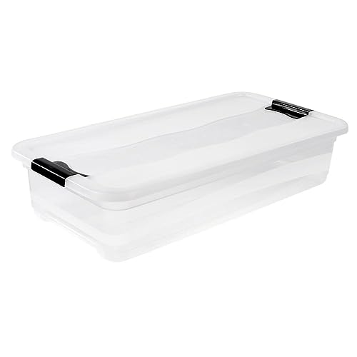 Boîte de rangement 33l Cornelia keeeper transparent avec couvercle à clip