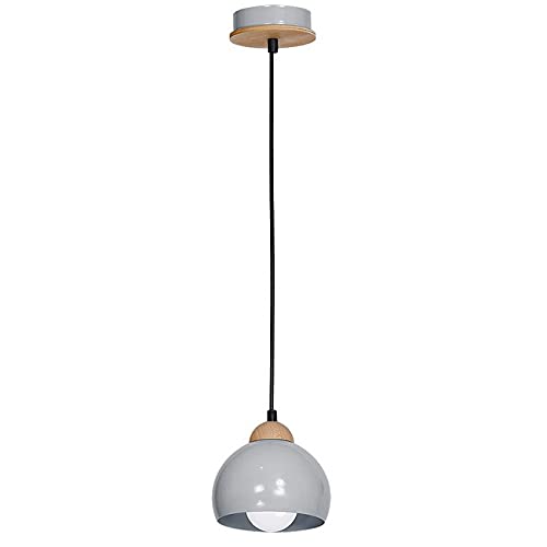 Homemania Lámpara colgante Dama gris en metal y madera de 90 cm