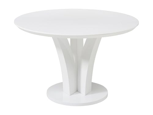 Vente-unique - Table à Manger Ronde 4 Personnes en MDF - Blanc laqué - VIALETA