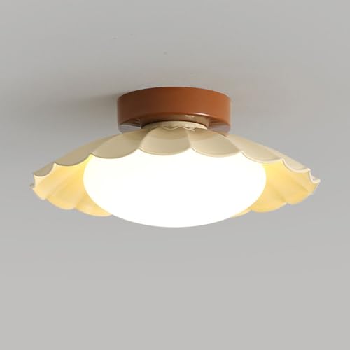 Klobvtt Lámpara de techo nórdica LED semiempotrada de montaje en techo en forma de paraguas cerca de la lámpara de techo con pantalla de PE, lámpara de techo de 12W para pasillo escalera armario cocin