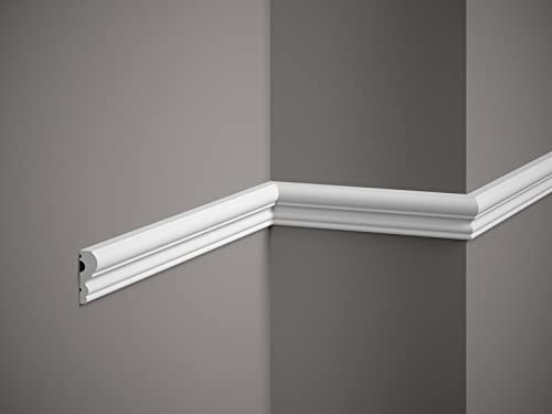 Decoration Cornice per parete Boiserie - vendita ad asta 3D in polimero duro bianco - verniciabili - facile da attaccare - Prezzo per asta da 200cm (MD 325)