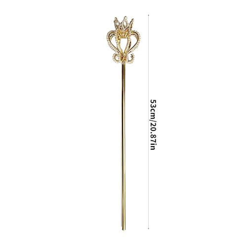 Bastón de cosplay de metal con perlas incrustadas accesorio de lujo para disfraces 6