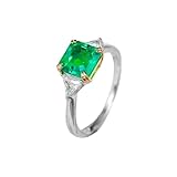 Epinki Echtgold Schmuck Pärchen Ringe Au375 Weißgold, 8 Klaue Partnerringe mit Labor Erstellt Smaragd 1.5ct (Quadratschliff, Grün), Moissanit Ring 9K, Gr.49 (15.6)