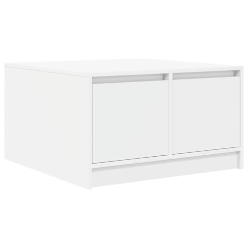 vidaXL Table Basse avec tiroirs Blanc 70,5x70x40 cm, Table Centrale, Table de canapé, Table d'accent, Table d'appoint, Table de Salon, Table à thé