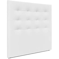 Canapé Polipiel Chocolate DHOME Cabecero Capitoné hasta el Suelo Cabezal 8cm tapizado ACUALINE Tela y Polipiel para Cama Dormitorio (160x120cm (150/160), Polipiel Blanco)