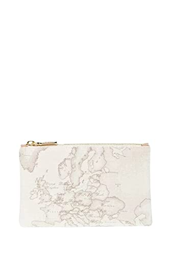 Pochette in tessuto stampato con cartina geografica Geo White