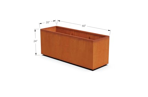 Extra Large Commercial Planter – 60-Inch (5 FT) Corten Steel Planter Box | Heavy Duty Metal for Patios & Borders | Made in USA, Fully Assembled