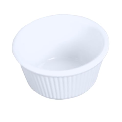 FSE ML533W1 Ramekin, 3-1/2 oz. Capacity, 3-3/8" Dia., Round, Fluted, Break-Resistant, Dishwasher Safe, BPA Free, Melamine, White, NSF, Pack of 12