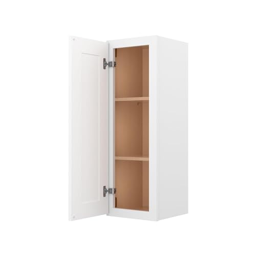 Image of Furinno Shaker Wall Kitchen Cabinet 1-Door-2 Shelves, Ready to Assemble, 12 D x 12 W x 36 H, White