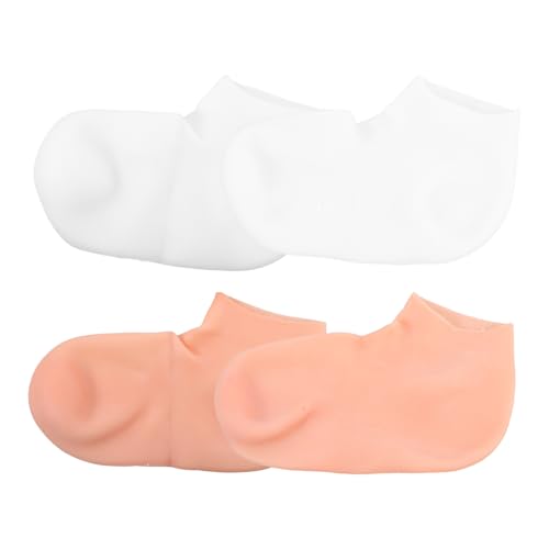 TOVINANNA 2Pairs Moisturizing Socks for Cracked Feet Hydrating Spa Socks Soft Elastic Foot Cover for Dry Skin Care for Home Treatments and Present Giving Nude