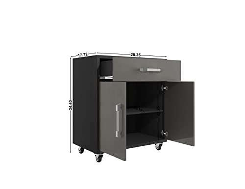 Image of Manhattan Comfort Eiffel Garage Work Station Cabinet Organizers and Storage, Set of 3, Matte Black and Grey