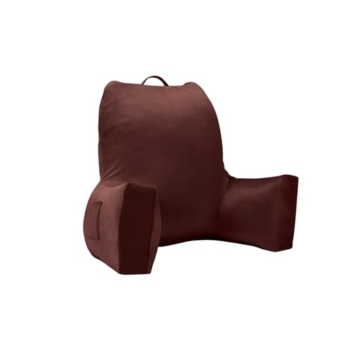 Image of Wakefit Backrest Reading Pillow for Bed | Reading Pillow with Support Arms | Comfortable Back Support for Reading /Working /Watching TV | Machine Washable Cover | Choco Brown