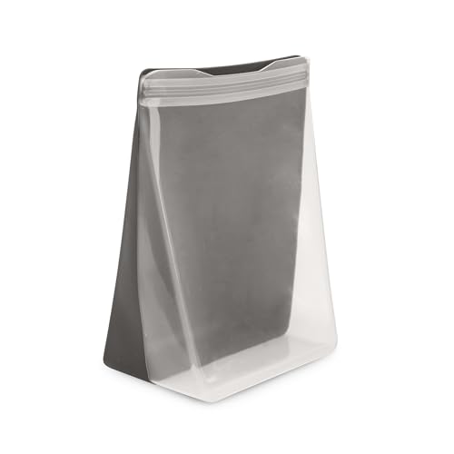 W&P Porter 100% Silicone Reusable Food Storage Bag | 36 oz Stand Up-Charcoal | Cook, Store, or Freeze | Easy Cleaning, Dishwasher-Safe