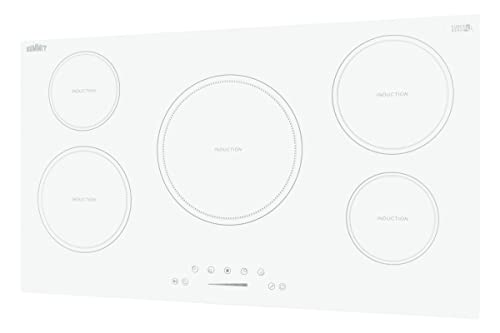 Summit 36' Induction Cooktop, 5 Cooking Zones, 208-240V Electric Cooktop, ADA Compliant Design, White- SINC5B36W
