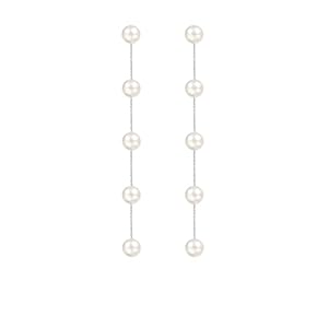 Long Pearl Earrings for Women 925 sterling silver Pearl Dangle Earrings Hypoallergenic Elegant Wedding Pearl Tassel Earrings for Bridal Christmas Gift…