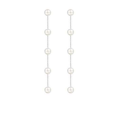 Long Pearl Earrings for Women 925 sterling silver Pearl Dangle Earrings Hypoallergenic Elegant Wedding Pearl Tassel Earrings for Bridal Christmas Giftβ¦