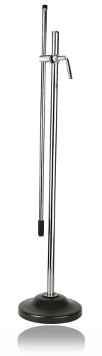 Image of kh Mic Stand RB Floor Steel Clamp Microphone Stand with Round Base and Fixed Length Boom Microphone stand used for school college, live event,music concert and singing show, events
