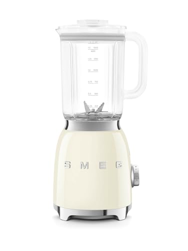 Smeg, BLF03CREU, 1,5 l Standmixer, 4 -Geschwindigkeitsstufen, 4 Automikprogramme, Abnehmbare Doppelklinge, Deckelöffnung transparent mit Dosierkappe, rutschfest, 800W, Creme