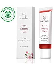 Commleaf Rose Sleeping Mask | 75% Rose, Centifolia Flower Water & Real Rose Petals | Brightening & Anti-wrinkle | EWG Verified
