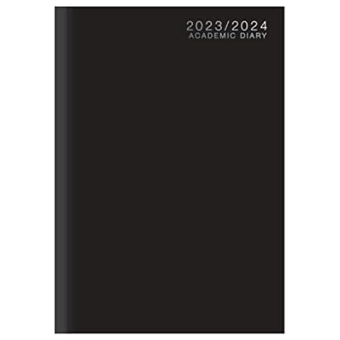 A5 Academic Diary 2023-2024 Week to View Hardback Case Bound - BLACK Cover