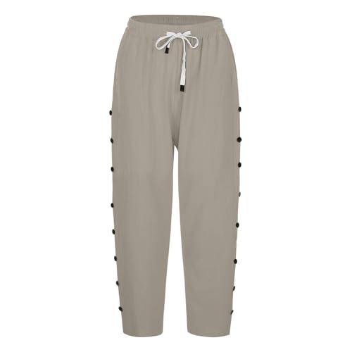 Striped Linen Capri Pants for Women Pinstripe Casual Drawstring Waist Wide Leg Pants Summer Capris with Pockets4