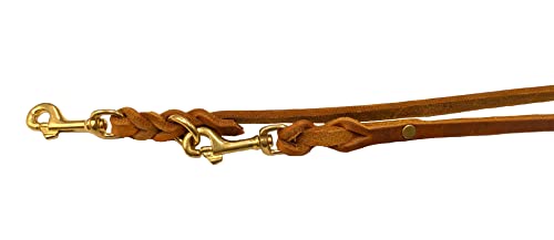 Hundeleine Fettleder Messing kleine Hunde/große Hunde 2m / 2,40m / 2,80m / 3,50m / 5m Doppelleine verstellbar (2m X 8mm, Cognac)