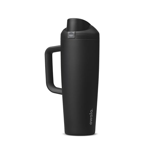 Owala FreeSip Tumbler Insulated Stainless Steel Water Bottle with Built-in Straw and Side Handle, For Travel, Work, School, and Sports, 30oz, BPA Free, Leak Proof, Very, Very Dark