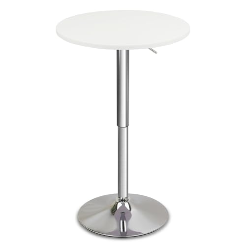 CLATINA Bistro Pub Table, 360°Swivel 26"-36" Height Adjustable Cocktail Table with Metal Base Rustic and Suitable for Small Space, Home Kitchen Party Drink Restaurant Wedding Cafe, Silver Base 1 PK