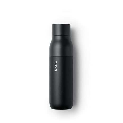 LARQ Bottle PureVis 17 oz - Self-Cleaning and Insulated Stainless Steel Water Bottle with UV Water Purifier and Award-winning Design | Reusable & Travel Friendly, 1-Year Warranty, Obsidian Black