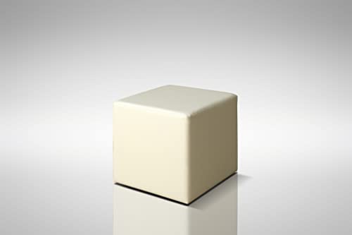 ROVERTI Kubus Sitzwürfel Weiß 45 x 45 x 45 cm, Hocker - Sitz - Fußhocker - Pouf, Lederoptik, 120 kg Belastung Cover
