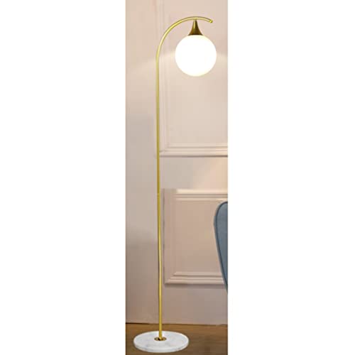 Lámpara de pie exquisita de metal simple con sofisticada pantalla de cristal esférica