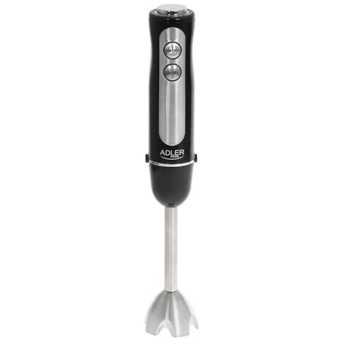 Adler AD 4625b Elektrischer Pürierstab, 1500 W, Stabmixer mit fünfstufige Geschwindigkeitsregulierung, Handmixer mit Klinge aus Edelstahl, Stabmixer mit Turbo-Funktion Schwarz