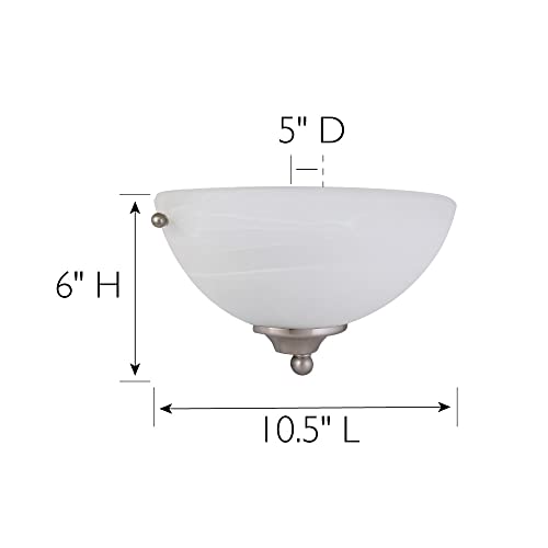 Design House 511584 Millbridge Traditional 1-Light Indoor Dimmable Wall Sconce With Alabaster Glass For Bathroom Hallway Foyer, Satin Nickel Finish thumb #3