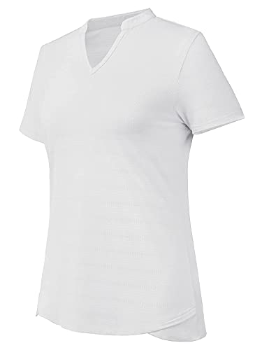 Mier Women's Golf Polo Shirts Collarless Spf 50+ Short Sleeve Athletic Tennis Badminton T Shirts Moisture Wicking Professional Horse Riding Tops White Xl #TOP6