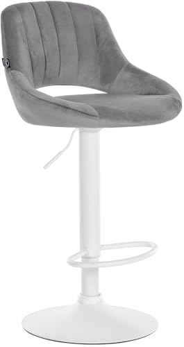 CLP Tabouret de Bar Milet reglable en Hauteur avec Dossier, Chaise de Bar rembourree en Velours, pivotant, Pied en Metal, Couleur:Gris foncé, Couleur du...