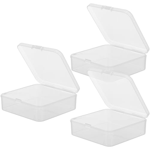 Image of Ciieeo 3 Pcs PP Plastic Storage Box with Hinged Lid for Small Items