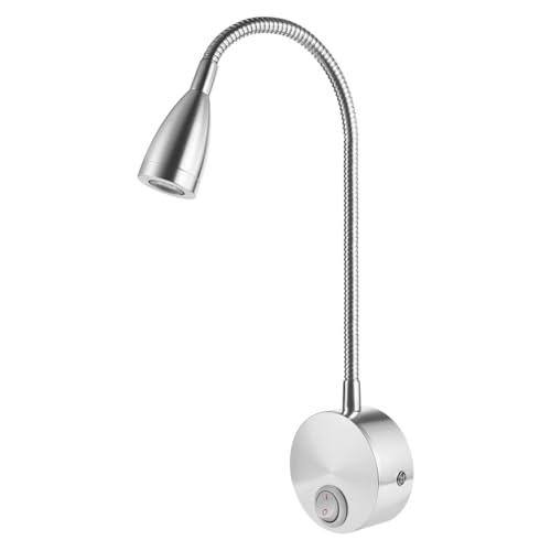 Image of LED Wall Light with Switch 3W Flexible Gooseneck Bedside Reading Lamp