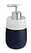Produktbild WENKO Seifenspender Malta, nachfüllbarer Seifendosierer für Flüssigseife und Lotion aus hochwertiger Keramik, 7,5 x 15 x 8 cm, Füllmenge 290 ml, Blau/Weiß