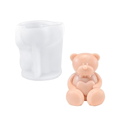 Moldes de silicona para manualidades de resina, formas de oso y conejo, diseño flexible reutilizable, ideal para fundición de yeso, fabricación de velas, manualidades artesanales