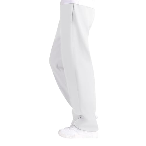 Men Casual Sweatpants Fleece Baggy Casual Jogging Elastic Waist Athletics Pants Straight Leg Workout Drawstring Trousers