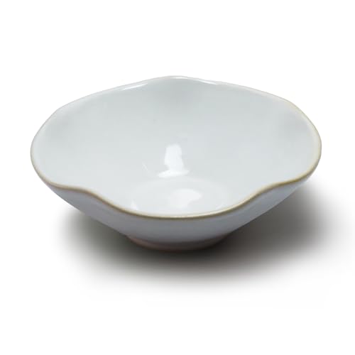 KROUJITY 4.72" Small Decorative Bowl, Ceramic White Key Bowl for