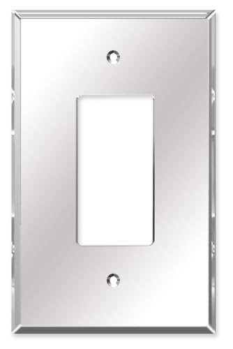 Art Plates - OVERSIZED 1 Gang Decorator Oversize Acrylic Mirror Switch Plate - 5.25 x 3.40 - One Gang Reflective Mirrored Jumbo Wall Plate for Rocker Style Light Switches GFCI Electrical Outlets